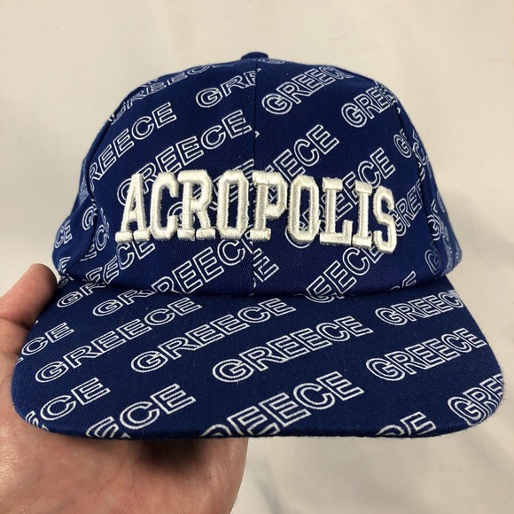 Acropolis Greece Blue White All Over Print Hat Cap Adjustable One Size Fits Most - Picture 11 of 11